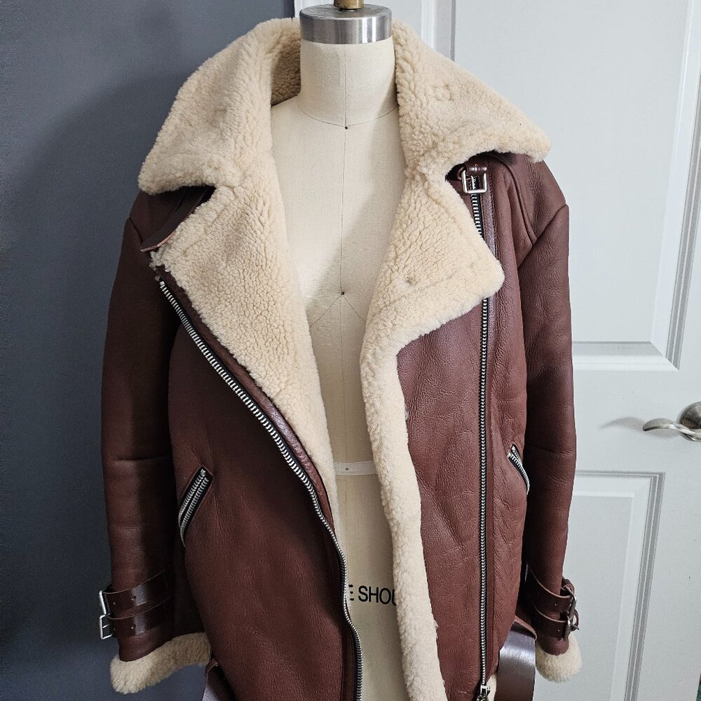 Trendy DUCIE London brown shearling coat
